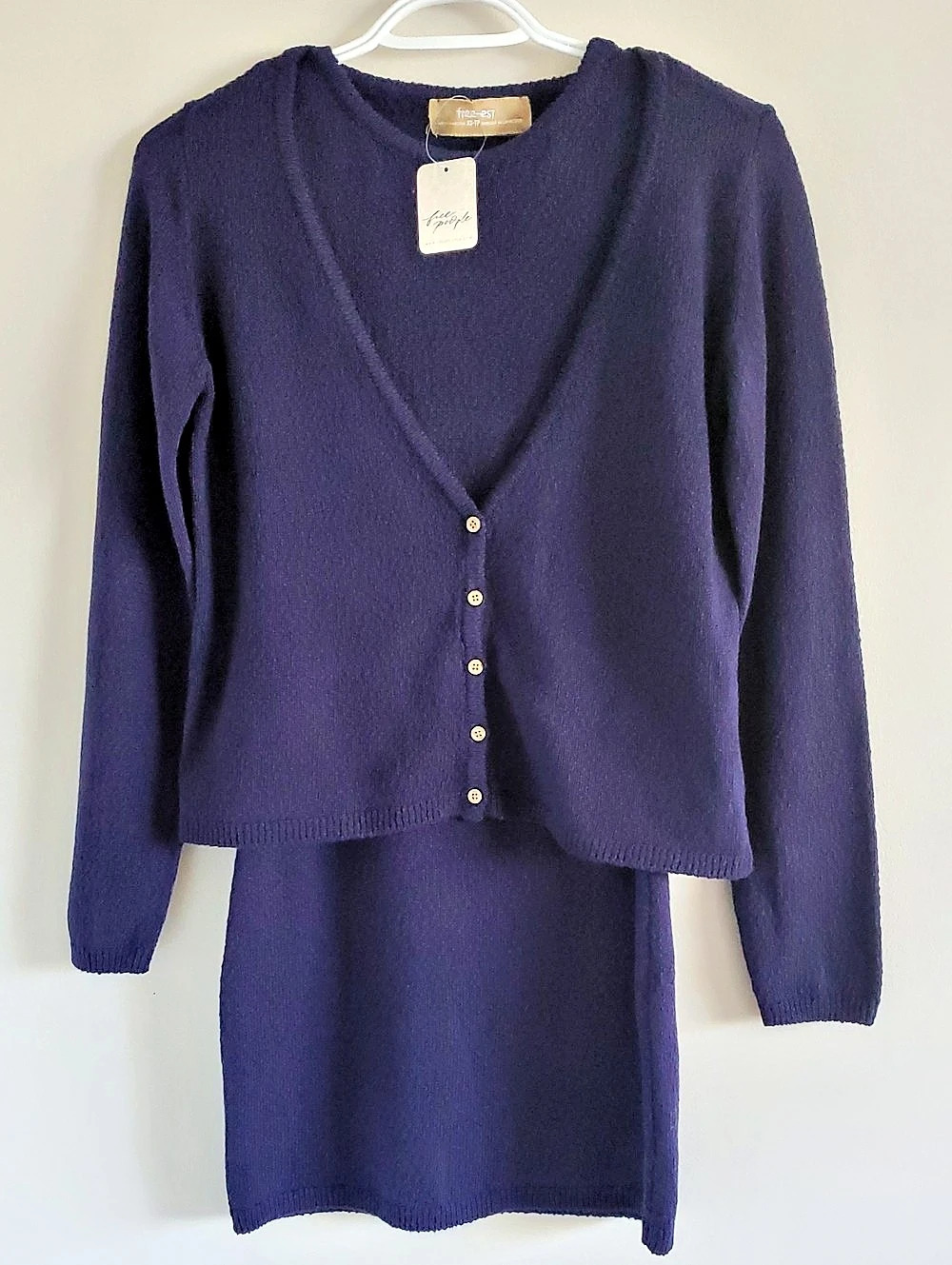 NWT Free People Celestial Indigo cardigan and tank Mini dress Knit Set Sz XS